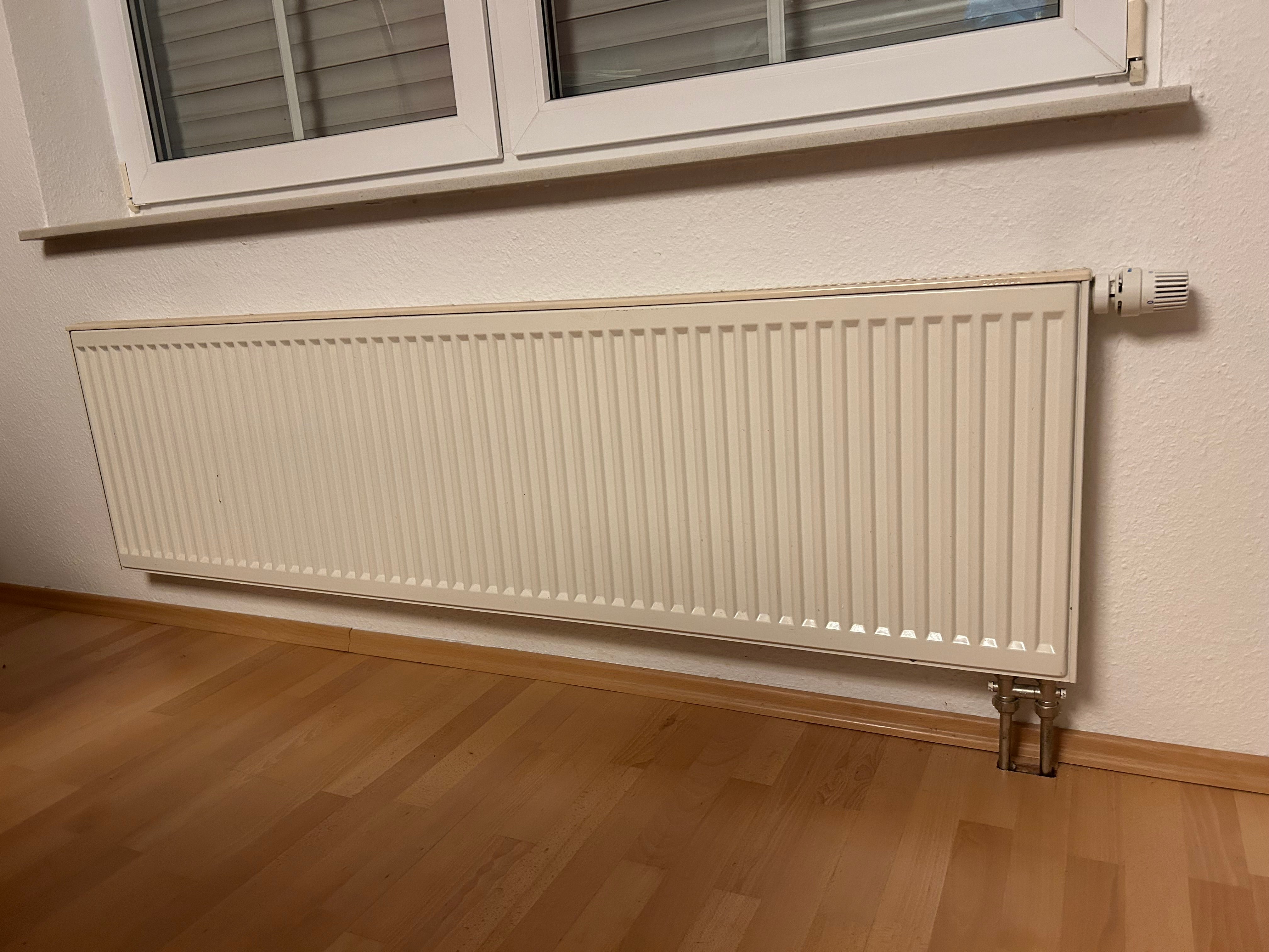 Ein Heizkörper ist unter einem Fenster platziert.